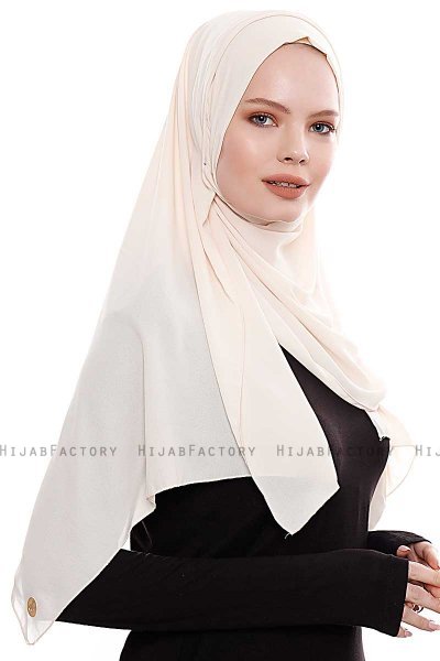 Yara - Hijab Crepe One-Piece Práctico Beige Claro