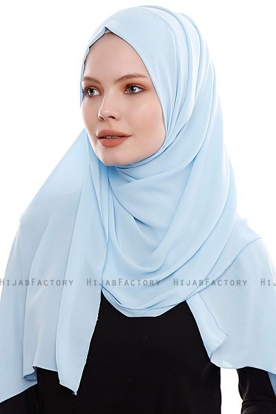 Yara - Hijab Crepe One-Piece Práctico Azul Claro