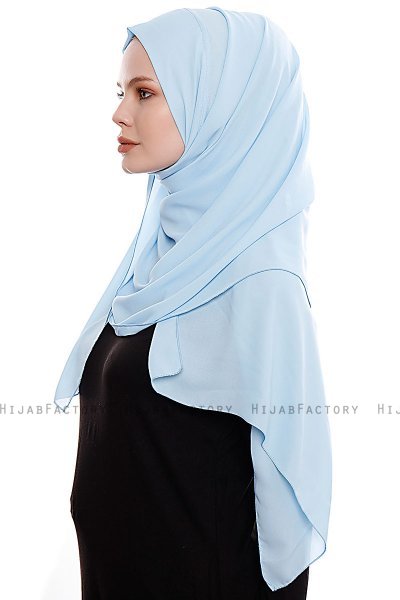 Yara - Hijab Crepe One-Piece Práctico Azul Claro