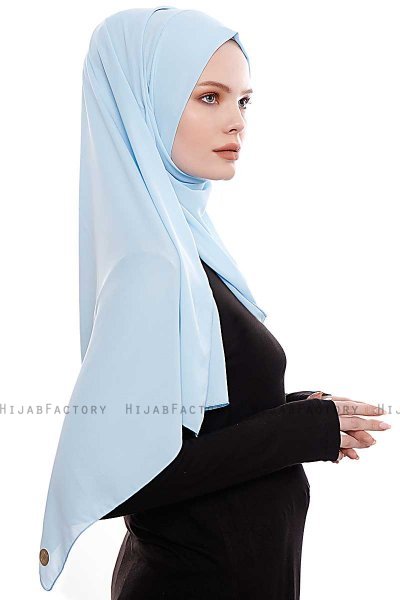 Yara - Hijab Crepe One-Piece Práctico Azul Claro