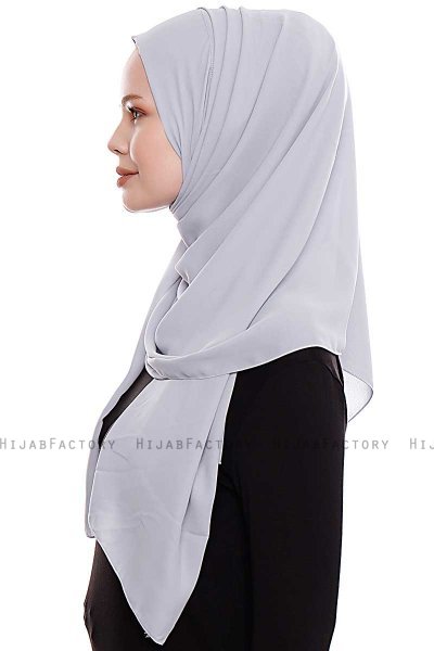 Yara - Hijab Crepe One-Piece Práctico Gris Claro