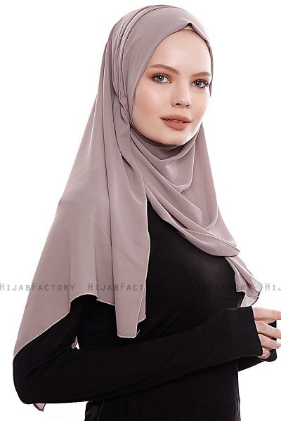 Yara - Hijab Crepe One-Piece Práctico Taupe Oscuro
