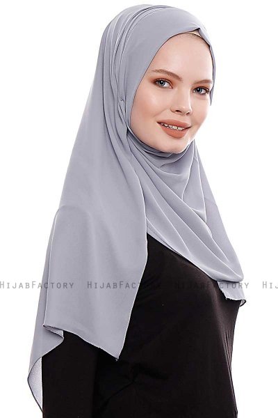 Yara - Hijab Crepe One-Piece Práctico Gris Oscuro