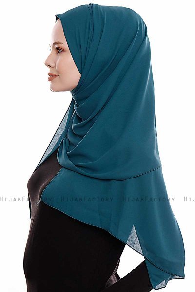 Yara - Hijab Crepe One-Piece Práctico Verde Oscuro