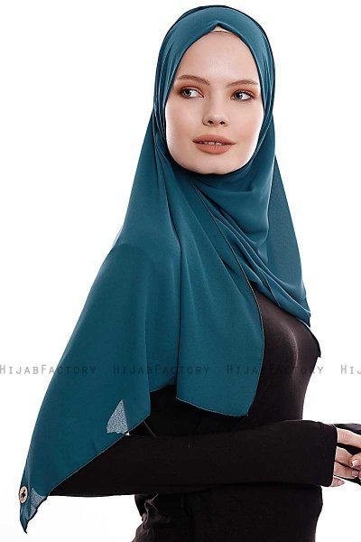Yara - Hijab Crepe One-Piece Práctico Verde Oscuro