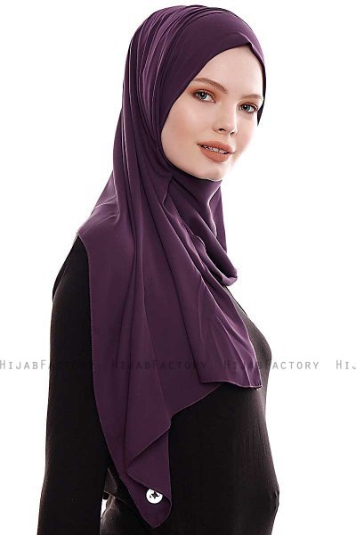 Yara - Hijab Crepe One-Piece Práctico Morado Oscuro