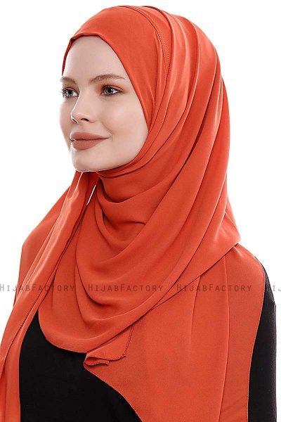 Yara - Hijab Crepe One-Piece Práctico Ladrillo