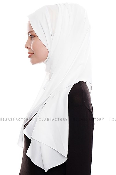 Yara - Hijab Crepe One-Piece Práctico Blanco