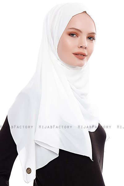 Yara - Hijab Crepe One-Piece Práctico Blanco