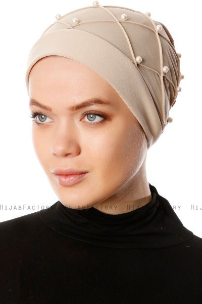 Yaren - Turbante Crepe Chiffon Beige - Sehr-i Sal