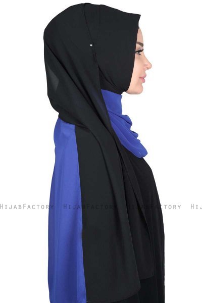 Ylva - Hijab Chiffon Práctico Azul & Negro