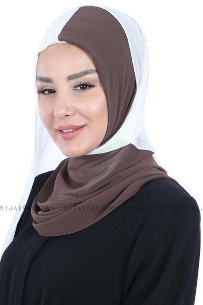 Ylva - Hijab Chiffon Práctico Marrón & Crema