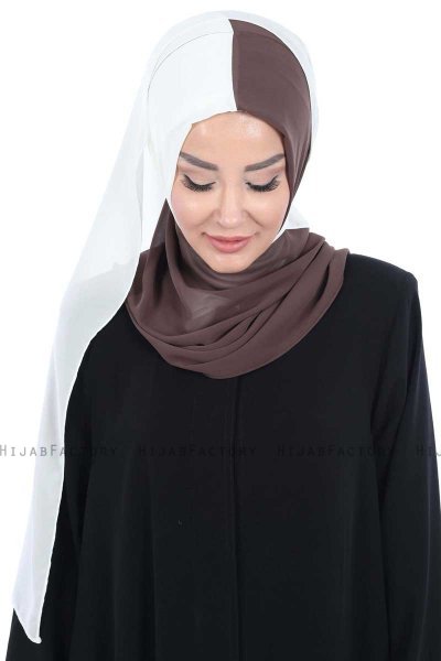 Ylva - Hijab Chiffon Práctico Marrón & Crema