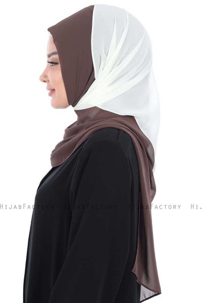 Ylva - Hijab Chiffon Práctico Marrón & Crema