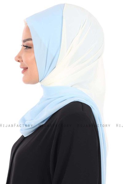 Ylva - Hijab Chiffon Práctico Crema & Azul Claro