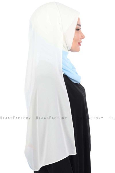 Ylva - Hijab Chiffon Práctico Crema & Azul Claro