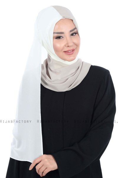 Ylva - Hijab Chiffon Práctico Crema & Taupe