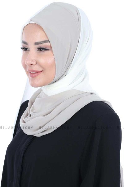 Ylva - Hijab Chiffon Práctico Crema & Taupe