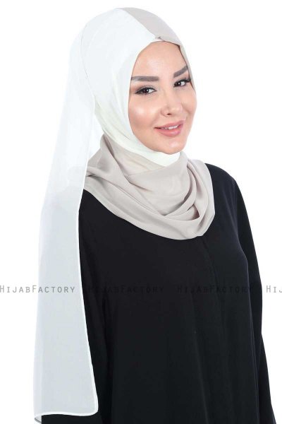Ylva - Hijab Chiffon Práctico Crema & Taupe