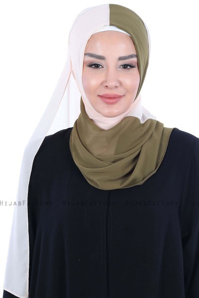 Ylva - Hijab Chiffon Práctico Caqui & Beige