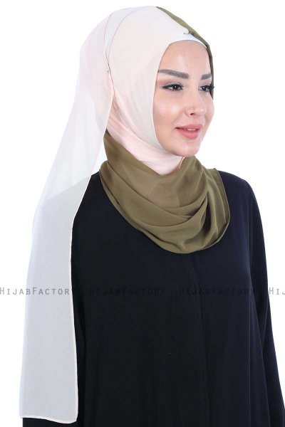 Ylva - Hijab Chiffon Práctico Caqui & Beige