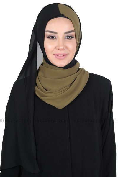 Ylva - Hijab Chiffon Práctico Caqui & Negro