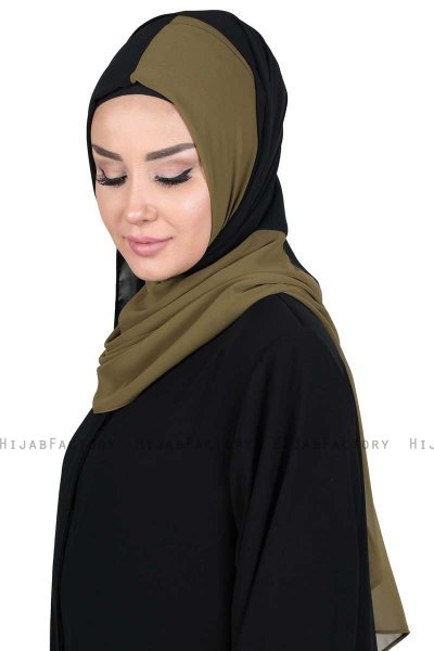 Ylva - Hijab Chiffon Práctico Caqui & Negro