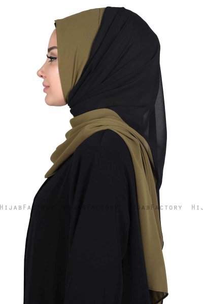 Ylva - Hijab Chiffon Práctico Caqui & Negro