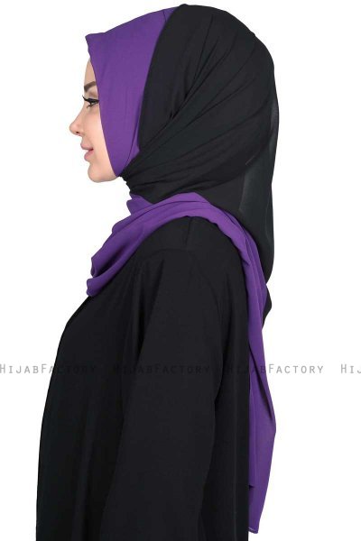 Ylva - Hijab Chiffon Práctico Púrpura & Negro