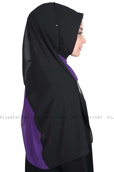 Ylva - Hijab Chiffon Práctico Púrpura & Negro