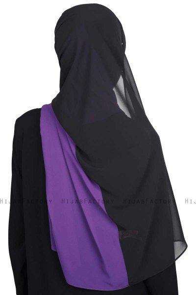 Ylva - Hijab Chiffon Práctico Púrpura & Negro