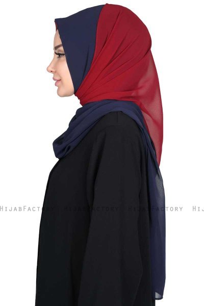 Ylva - Hijab Chiffon Práctico Azul Marino & Bordeaux