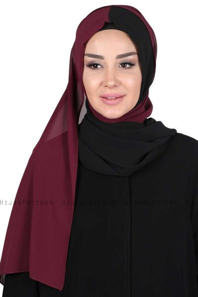 Ylva - Hijab Chiffon Práctico Ciruelas & Negro