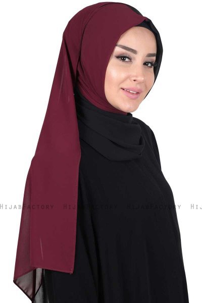Ylva - Hijab Chiffon Práctico Ciruelas & Negro