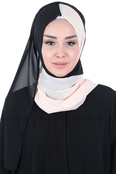 Ylva - Hijab Chiffon Práctico Negro & Beige