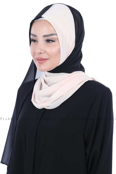 Ylva - Hijab Chiffon Práctico Negro & Beige