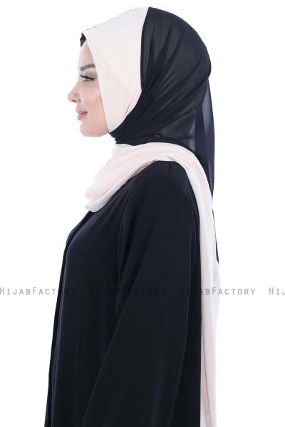 Ylva - Hijab Chiffon Práctico Negro & Beige