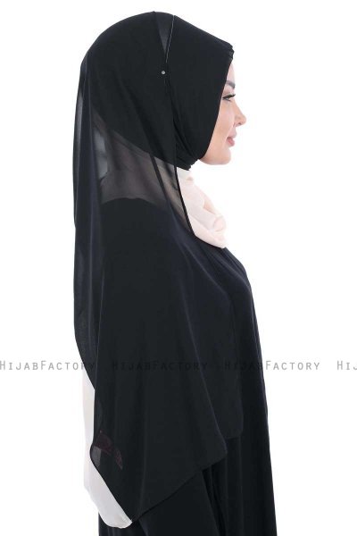 Ylva - Hijab Chiffon Práctico Negro & Beige