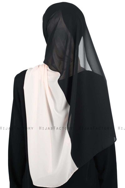 Ylva - Hijab Chiffon Práctico Negro & Beige