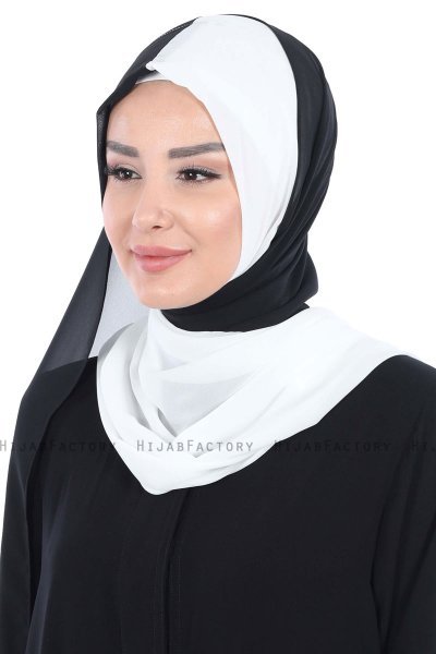 Ylva - Hijab Chiffon Práctico Blanco & Negro