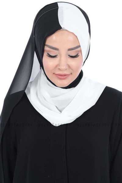 Ylva - Hijab Chiffon Práctico Blanco & Negro