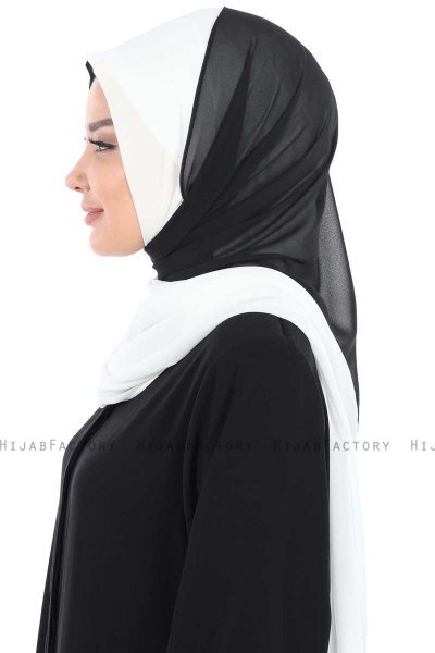 Ylva - Hijab Chiffon Práctico Blanco & Negro