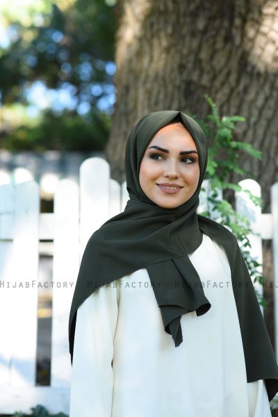 Zahra - Hijab De Crepe Caqui Oscuro - Mirach