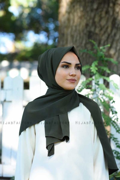 Zahra - Hijab De Crepe Caqui Oscuro - Mirach