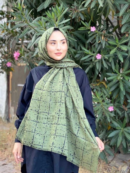 Zakiyah - Hijab De Algodón Estampado Caqui