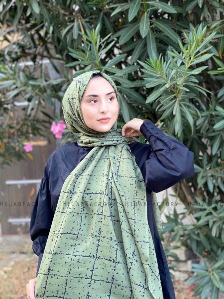 Zakiyah - Hijab De Algodón Estampado Caqui