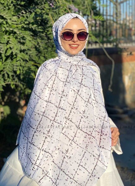 Zakiyah - Hijab De Algodón Estampado Blanco
