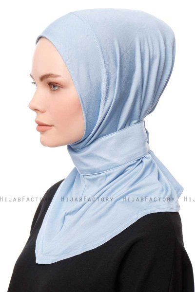 Zeliha - Hijab Práctico Viscosa Azul Claro