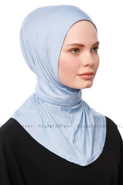 Zeliha - Hijab Práctico Viscosa Azul Claro