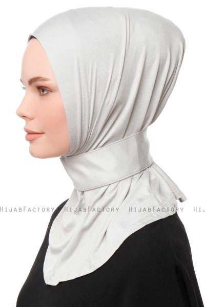 Zeliha - Hijab Práctico Viscosa Gris Claro